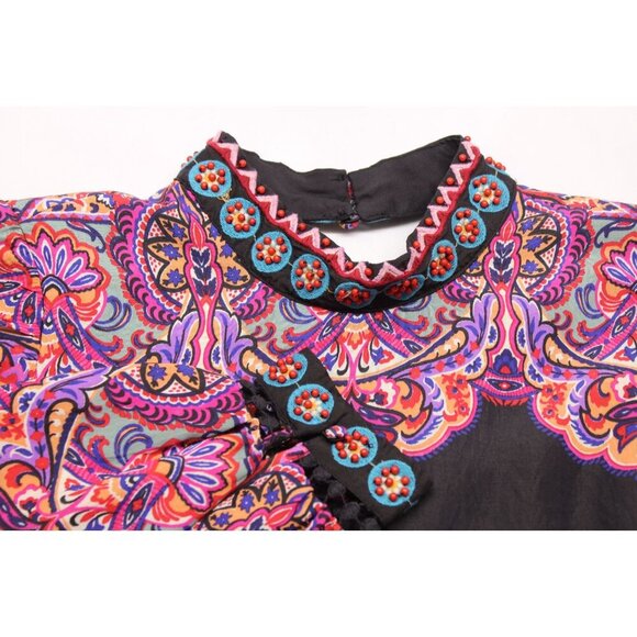 Anthropologie Women's Tiered Mix Print Mini Dress Multi Color Sz 4 - Picture 5 of 13